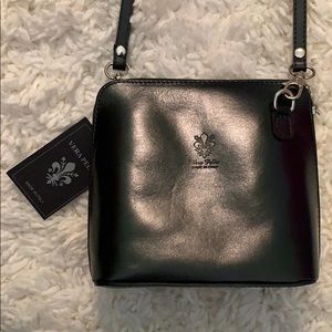 Black Vera Pelle Leather Purse from Italy!!